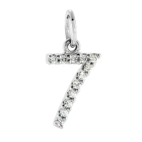 .05 Cttw Diamond & 14k White Gold Mini Number 7 Charm or Pendant