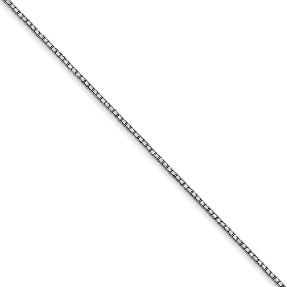 0.8mm 10k White Gold Classic Box Chain Necklace