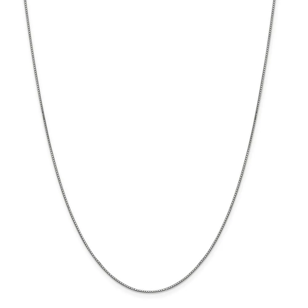 0.8mm 10k White Gold Classic Box Chain Necklace