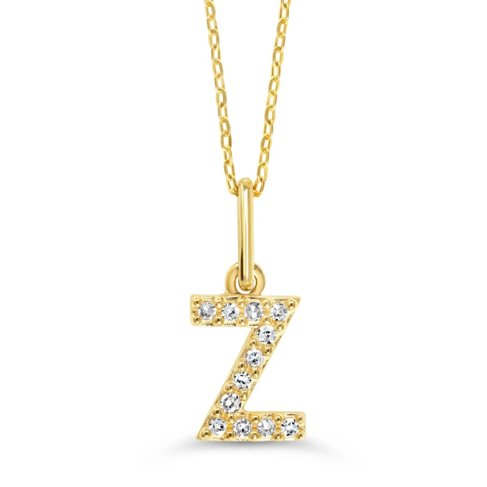 10k Gold Mini Diamond Letter Necklace