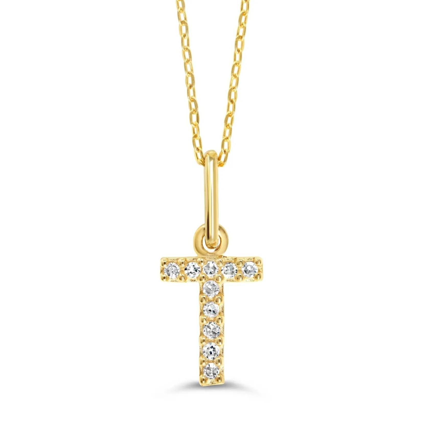 10k Gold Mini Diamond Letter Necklace