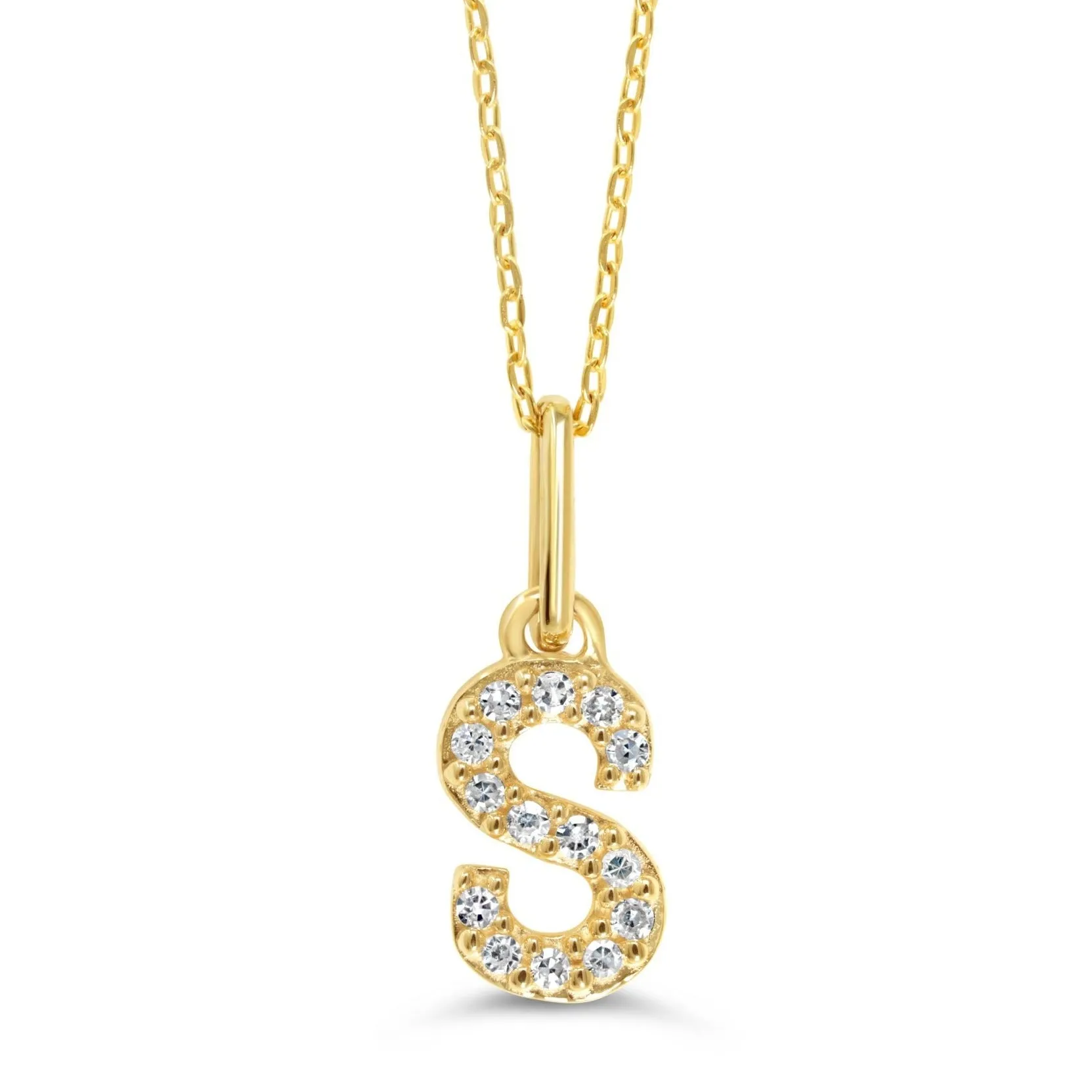 10k Gold Mini Diamond Letter Necklace