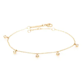 14k 5 Princess Diamond Dangle Bracelet - SALE