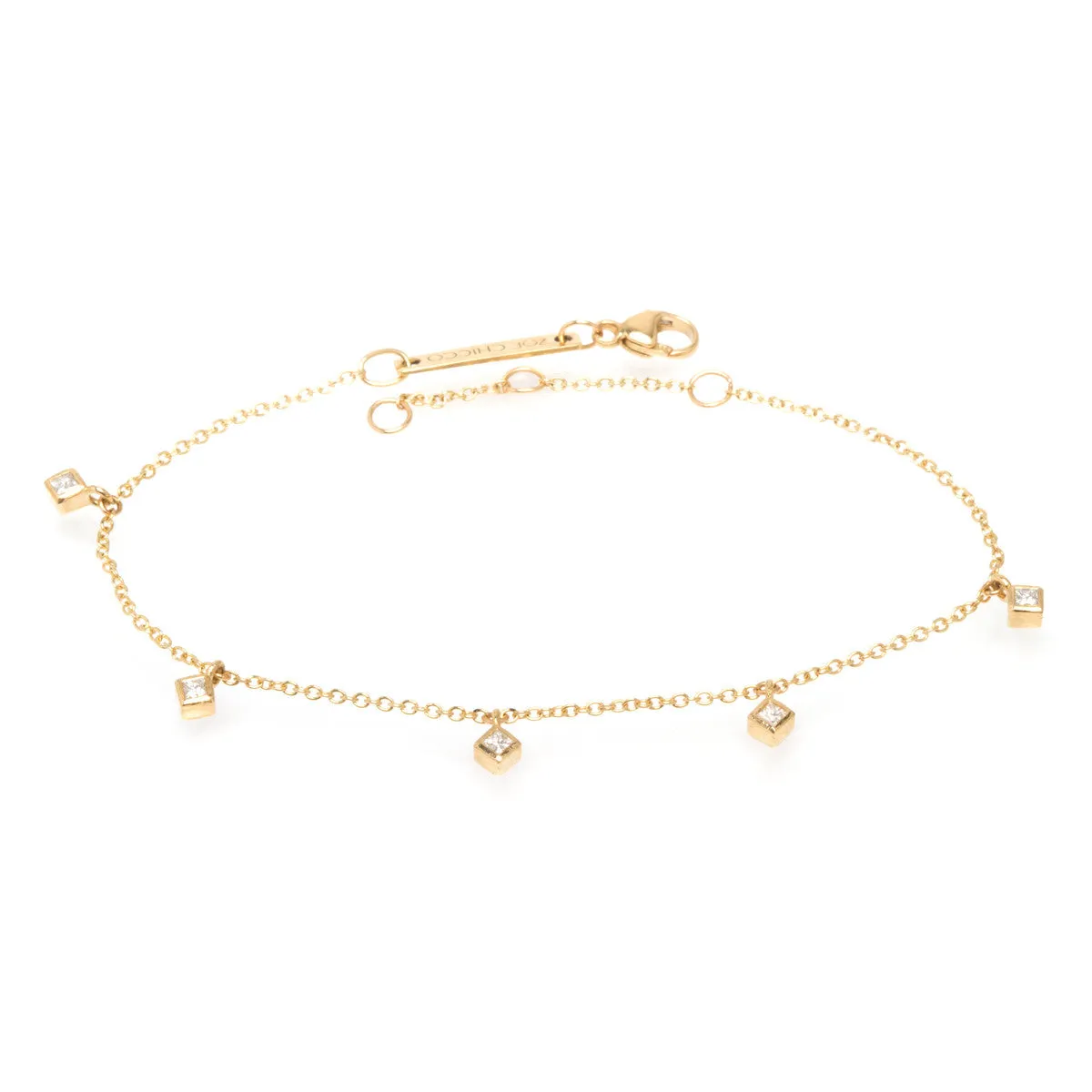 14k 5 Princess Diamond Dangle Bracelet - SALE