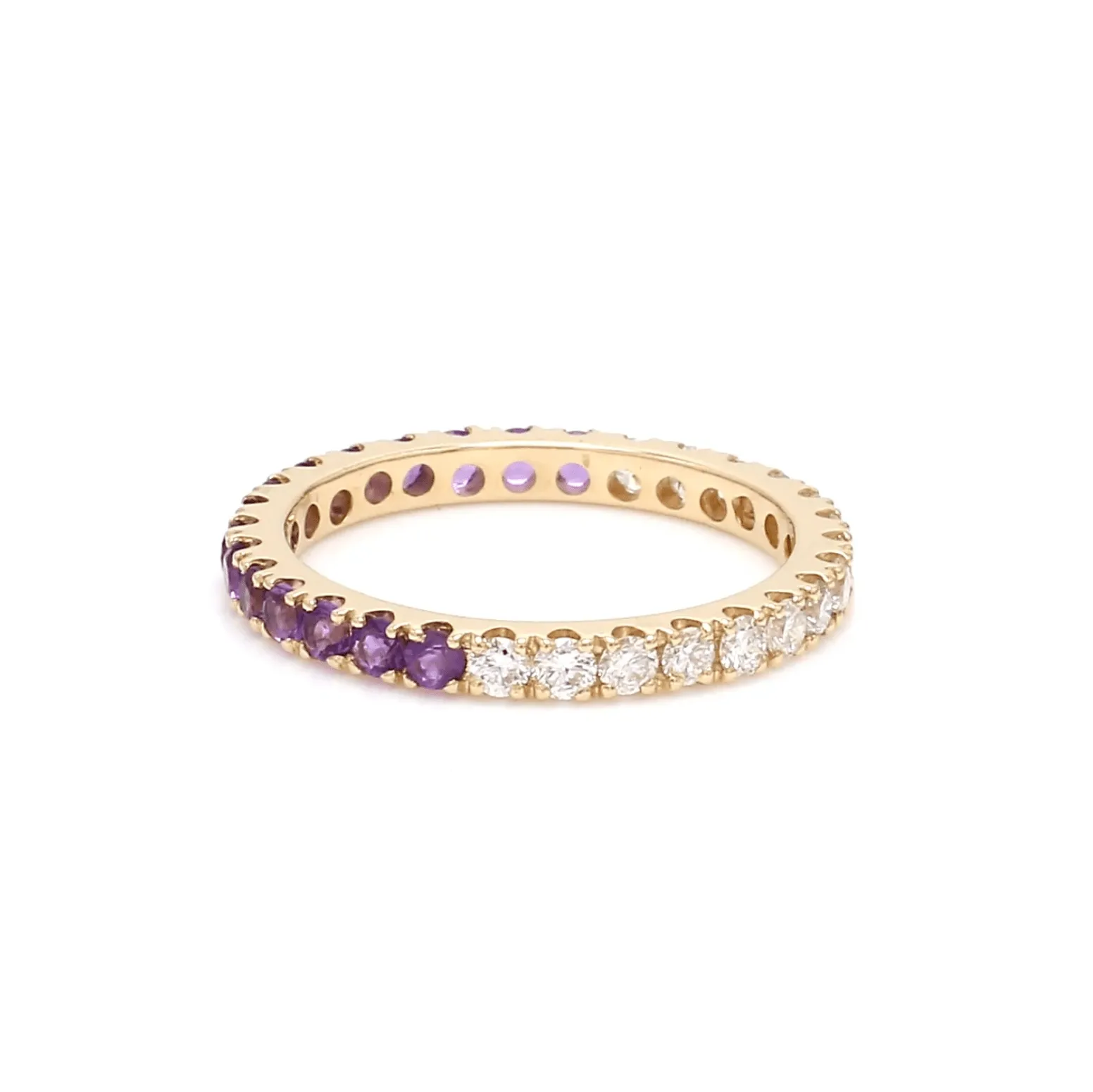 14K & 18K Ombre Amethyst & Diamond Eternity Ring