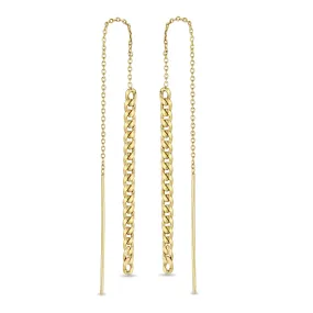 14k Gold Small Curb Chain Drop Threaders