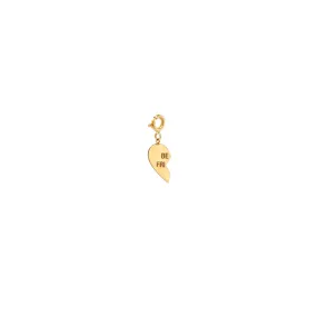 14k midi bitty left split heart BFF charm pendant with spring ring