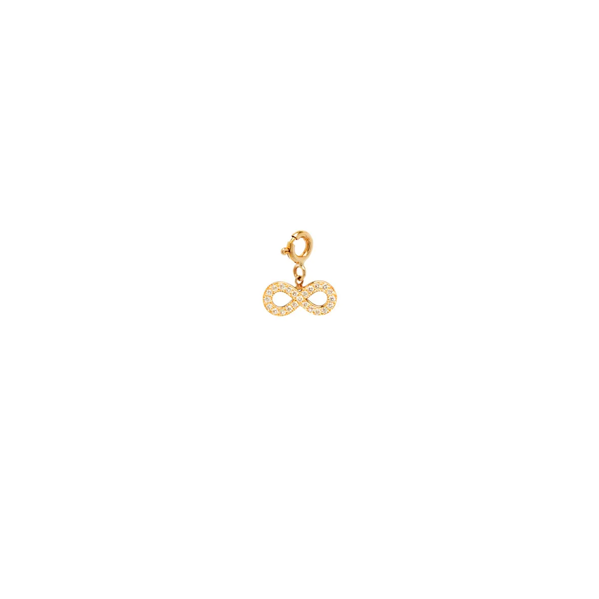 14k midi bitty pave infinity charm with spring ring