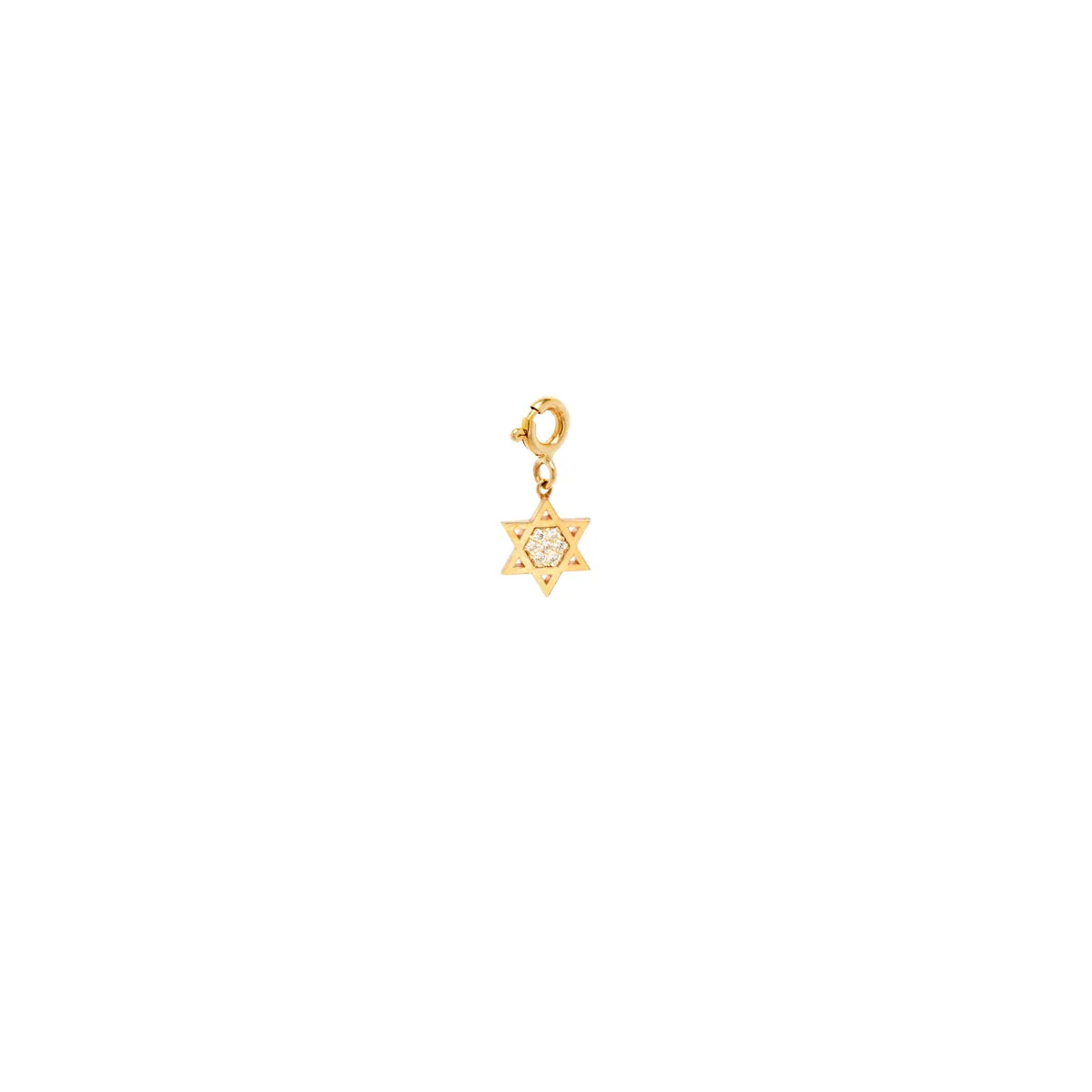 14k midi bitty pave Star of David charm with spring ring