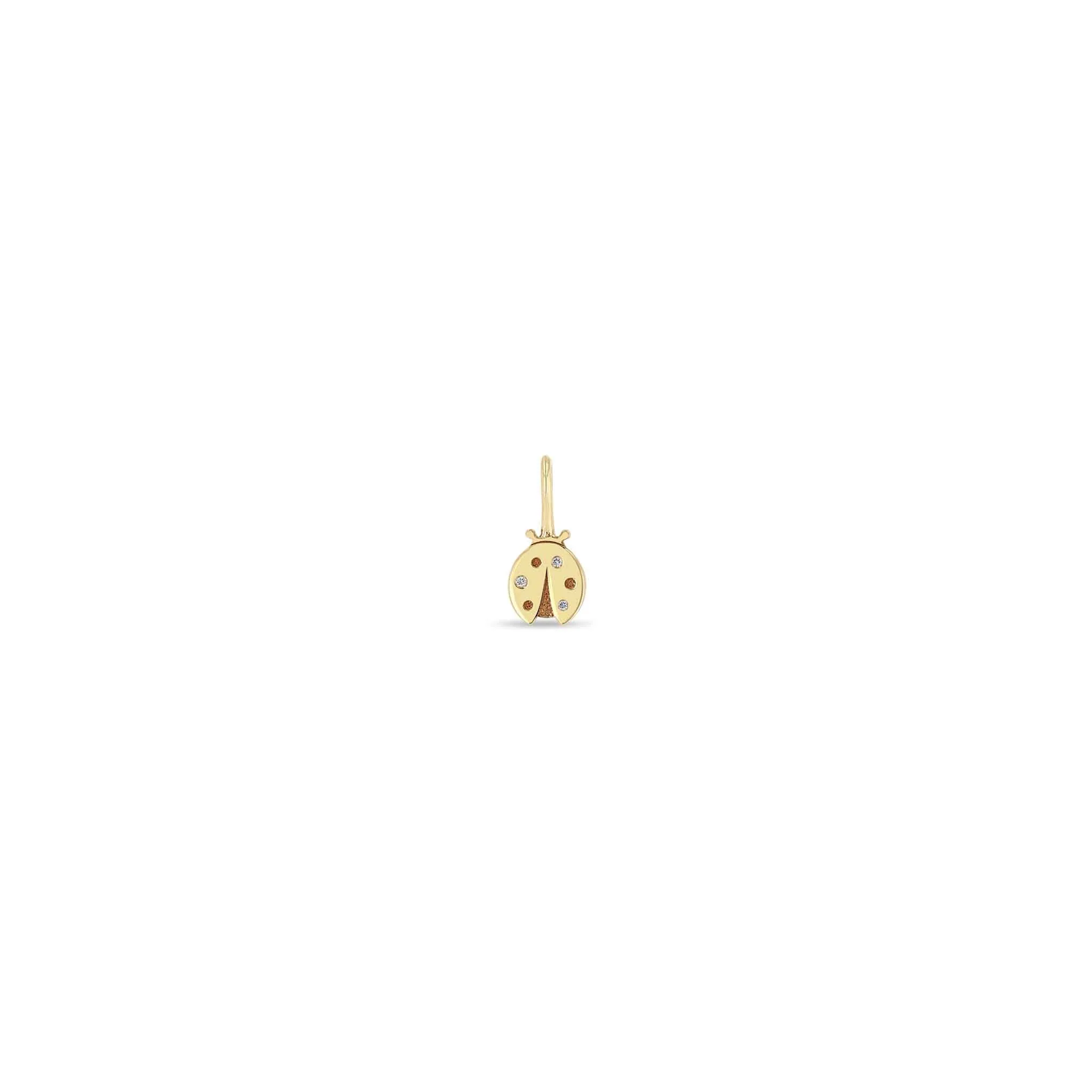 14k Single Midi Bitty Diamond Ladybug Charm