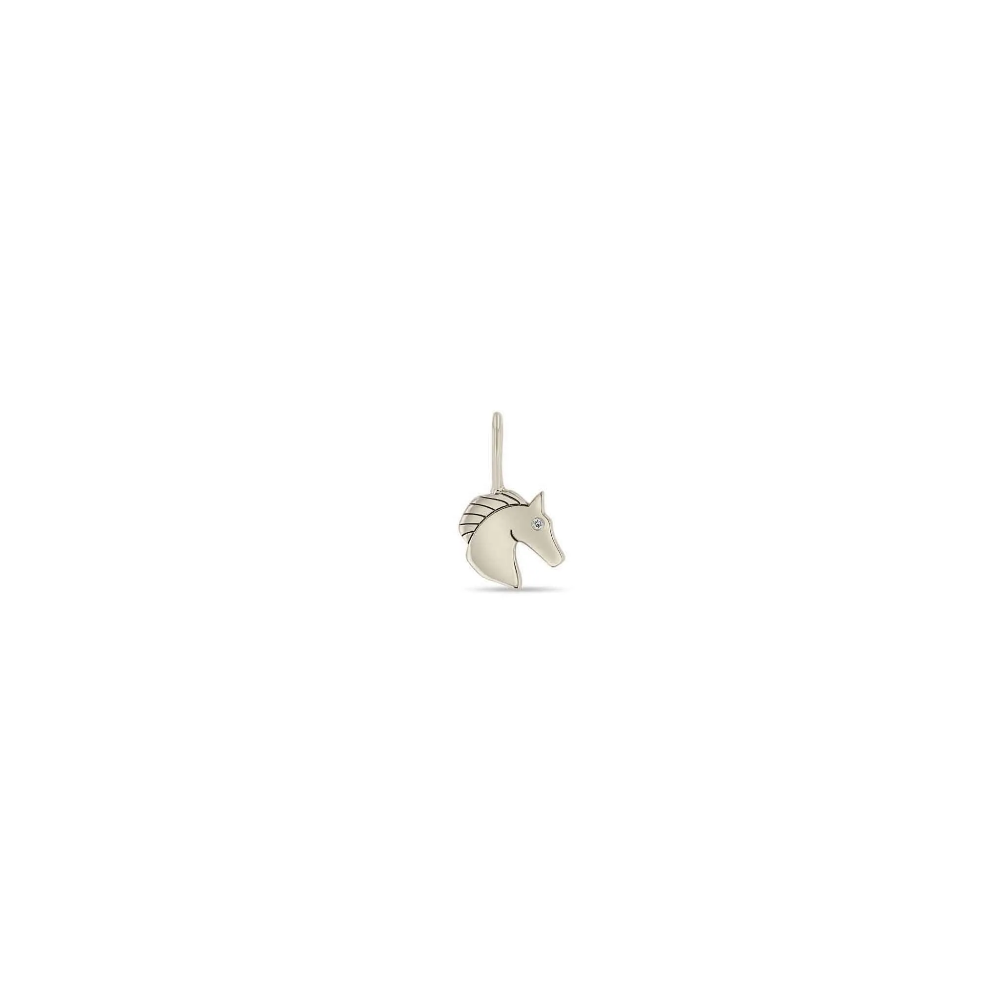 14k Single Midi Bitty Horse with Diamond Eye Charm