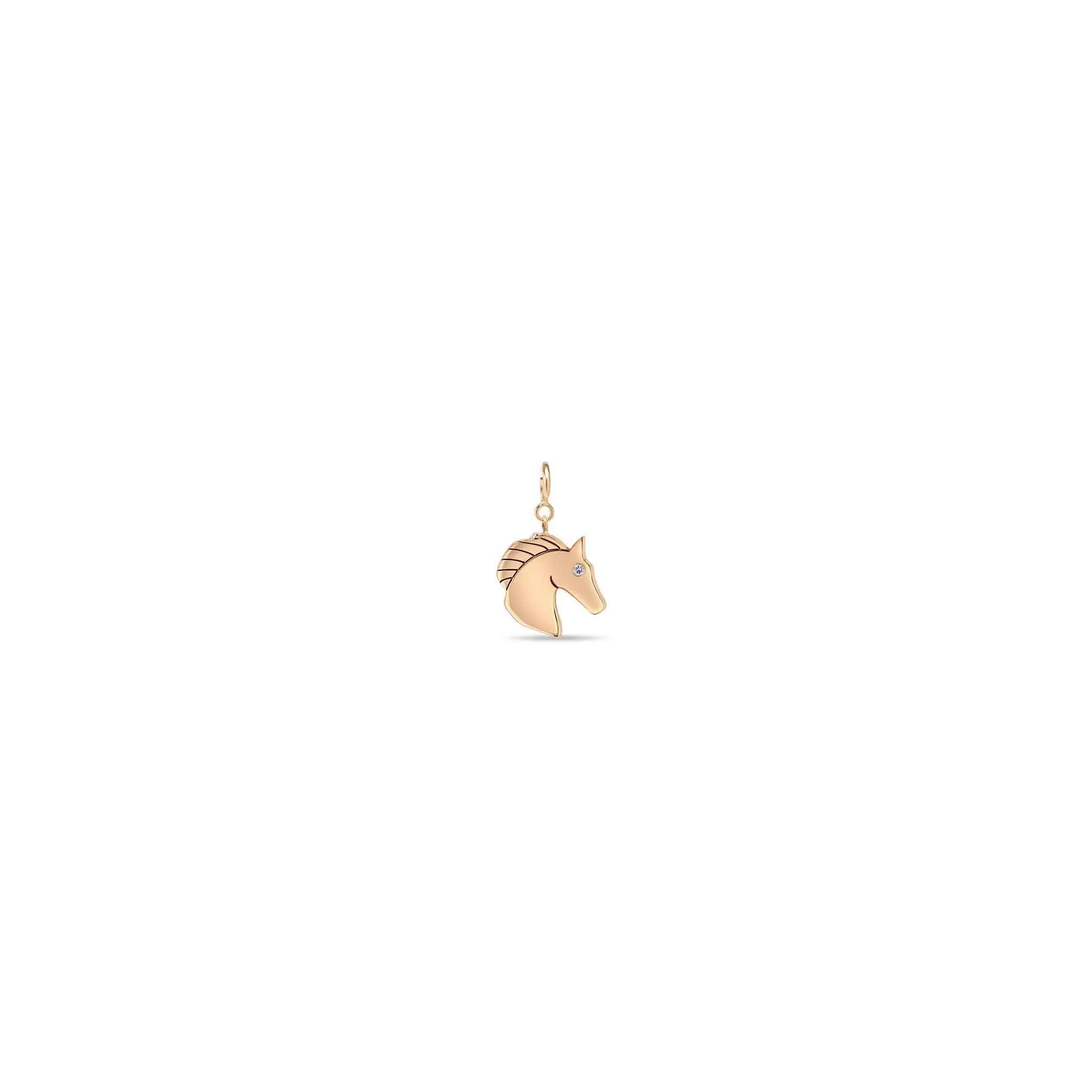 14k Single Midi Bitty Horse with Diamond Eye Charm