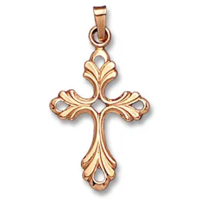 14k Yellow Gold Fancy Pierced Cross Charm Pendant