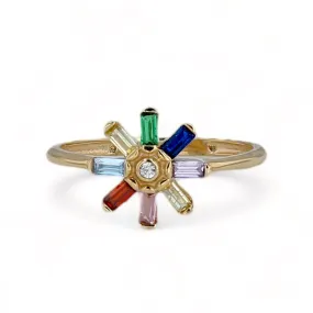 14K Yellow gold spinning rainbow ring-226445