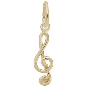 14K Yellow Gold Treble Clef Charm