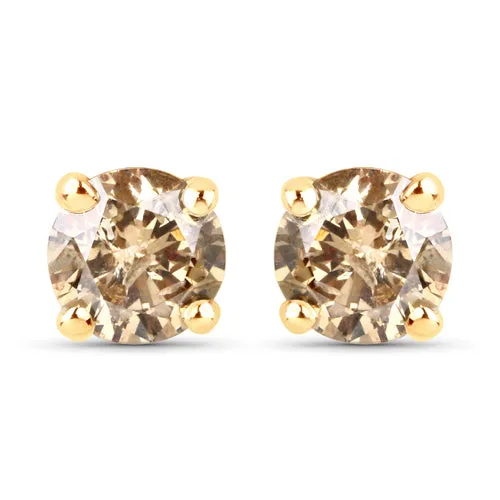 14KY Champagne Diamond 0.39cts Earrings (I1-I2)