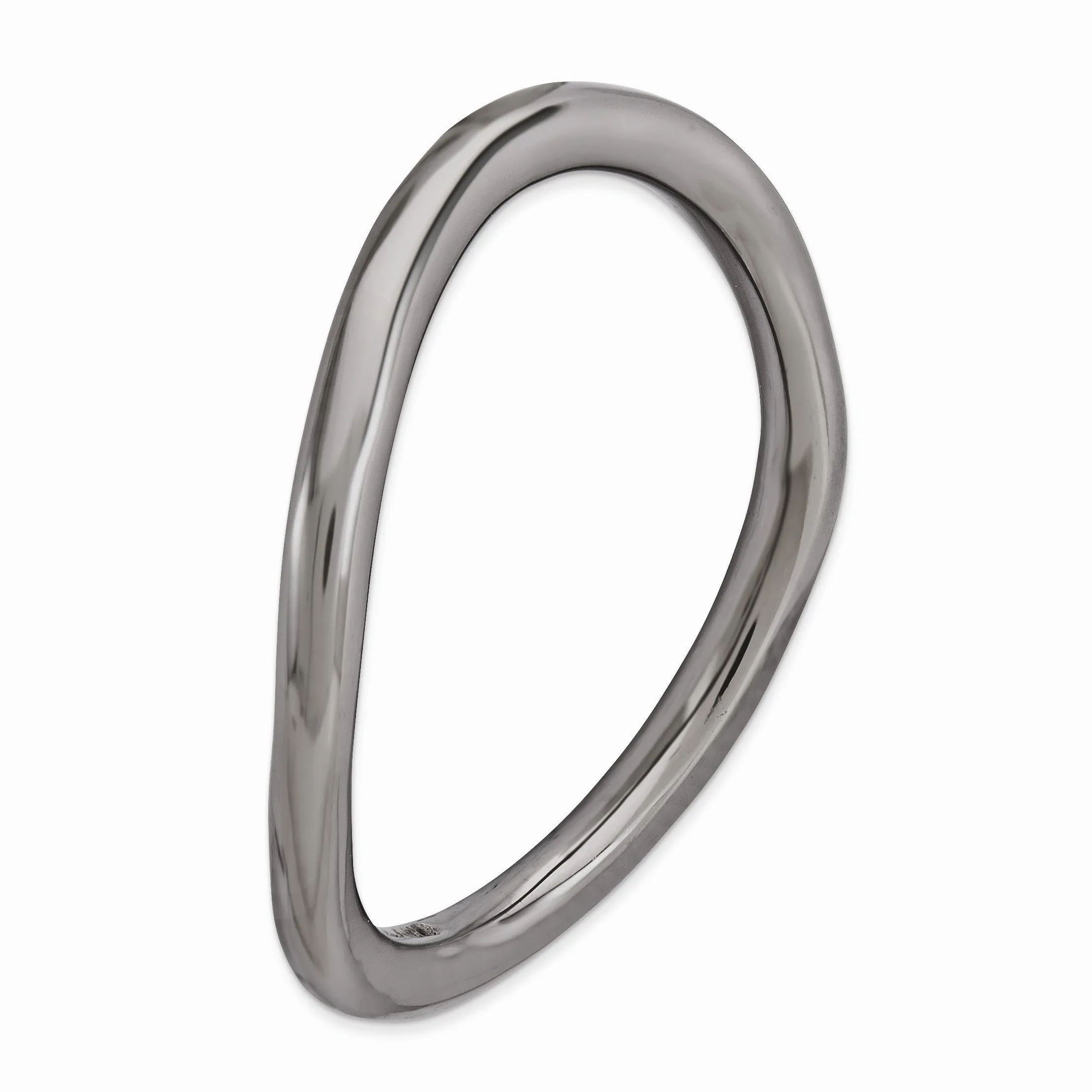 1.5mm Stackable Black Plated Silver Curved Smooth Band