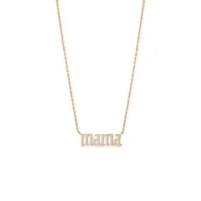 16"   2" 14 Karat Gold Plated CZ "mama" Necklace