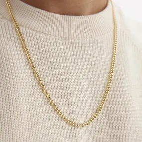 18k Yellow Gold-Plated Cuban Curb Chain Sterling Silver Necklace 18 to 24