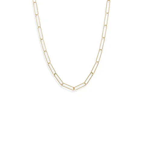 21" 14 Karat Gold Plated Paperclip Chain Necklace