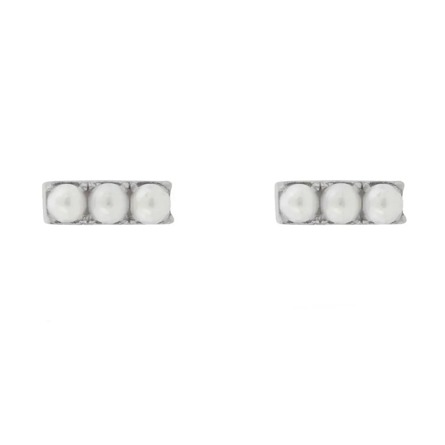 24Kae Pearl Stud Earrings, Silver