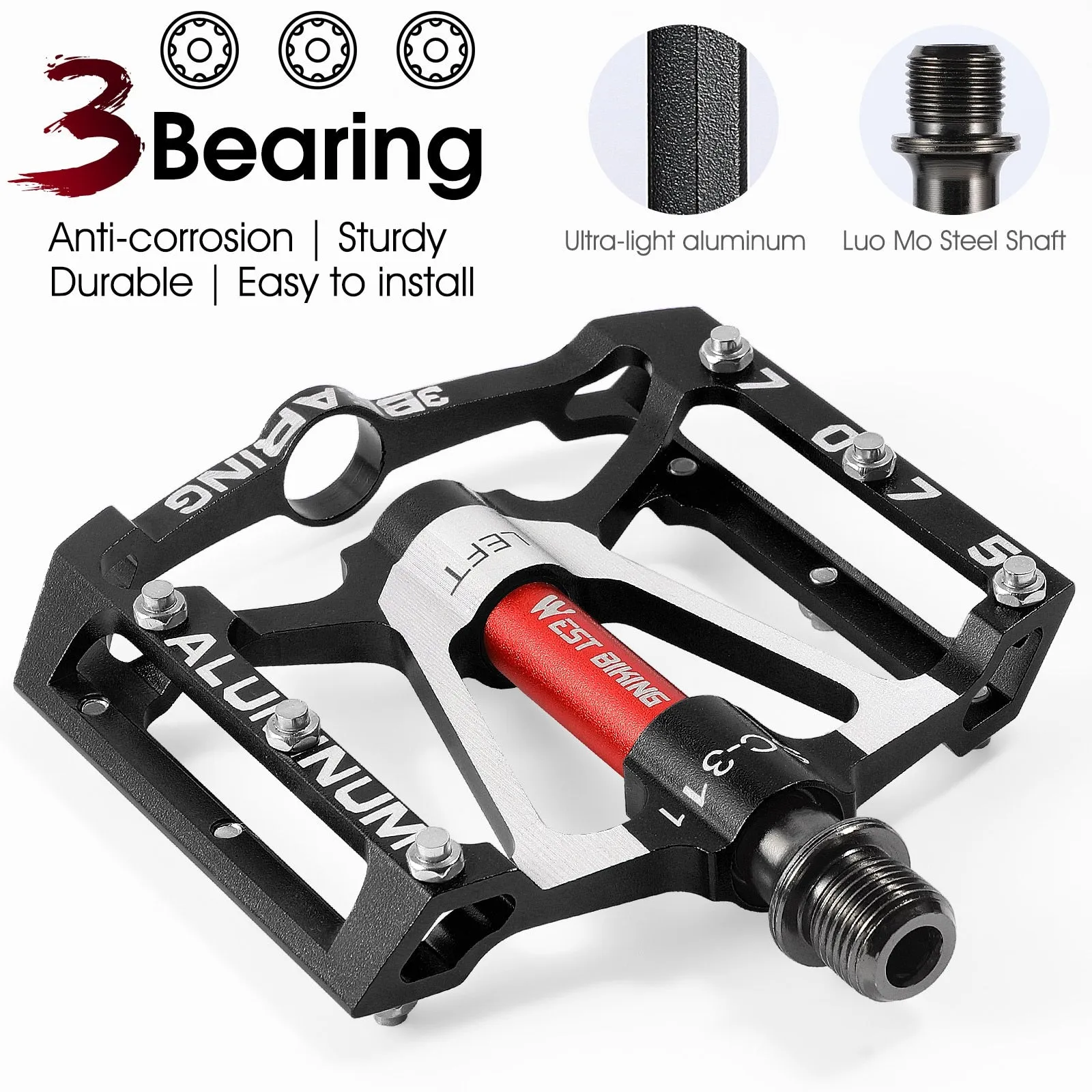 3 Bearings Bicycle Pedals CNC Alloy Ultralight MTB Road Bike Part Anti-slip Flat BMX Pedals Cycling Accessories