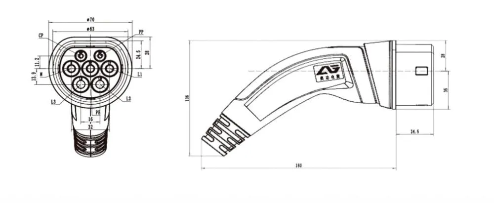 32A EV Charger Cable 7KW Type 2 to Type 2 IEC 62196 EV Charging Plug With 5 Meter Spiral cable TUV/UL Mennekes 2 Connector