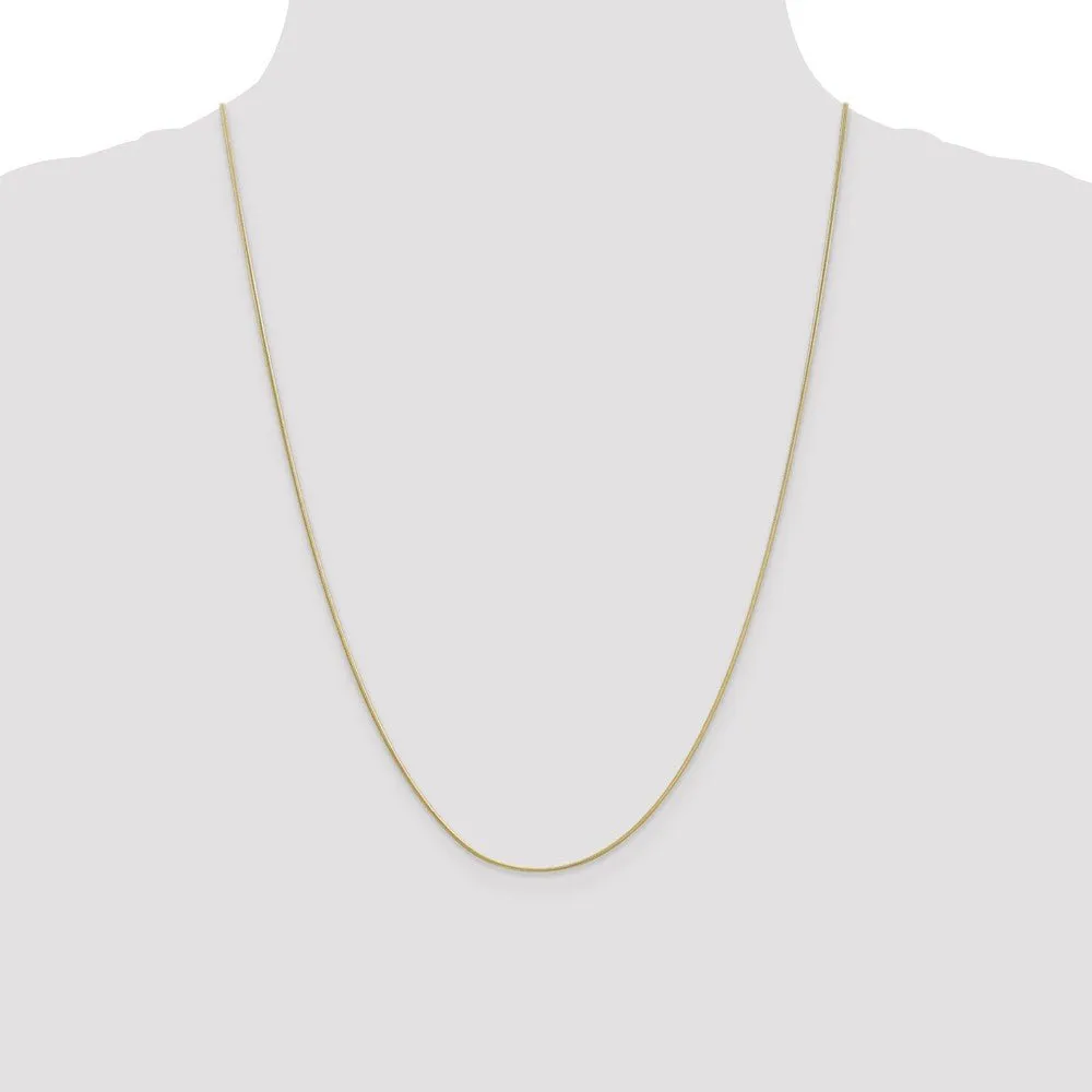 .90mm, 10 Karat Yellow Gold, Round Snake Chain - 24 inch