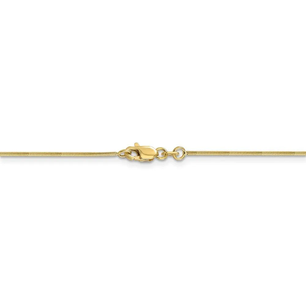 .90mm, 10 Karat Yellow Gold, Round Snake Chain - 24 inch