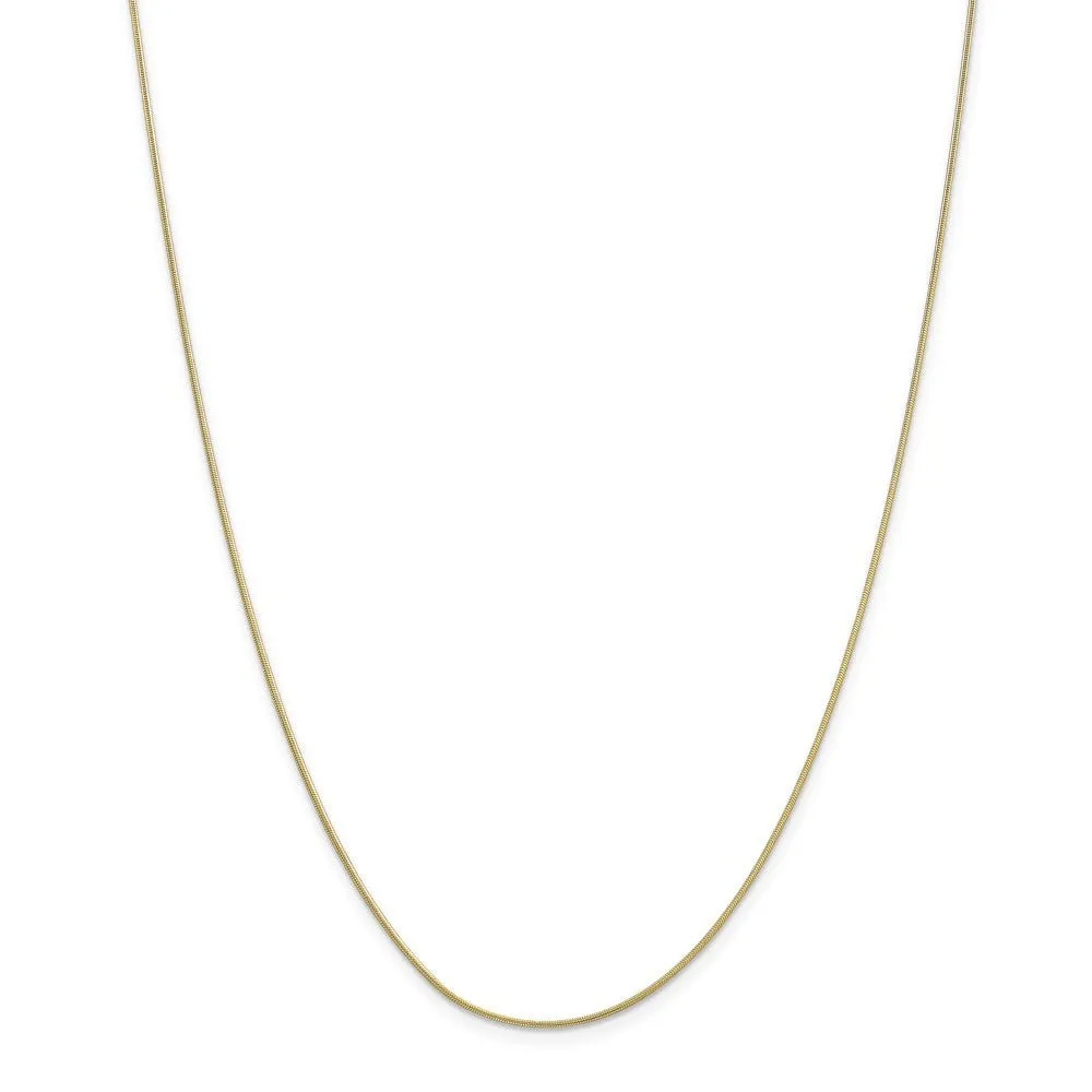 .90mm, 10 Karat Yellow Gold, Round Snake Chain - 24 inch