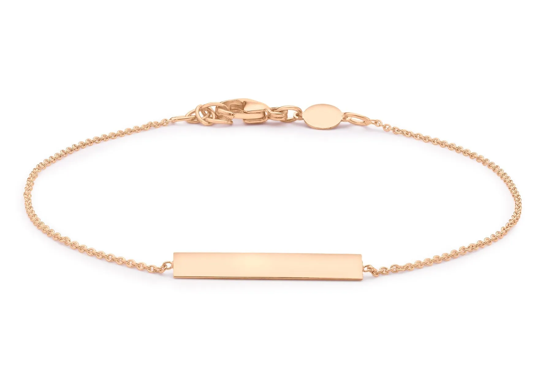 9K Rose Gold 3mm x 20mm Horizontal-Bar Adjustable Bracelet 18cm-19cm