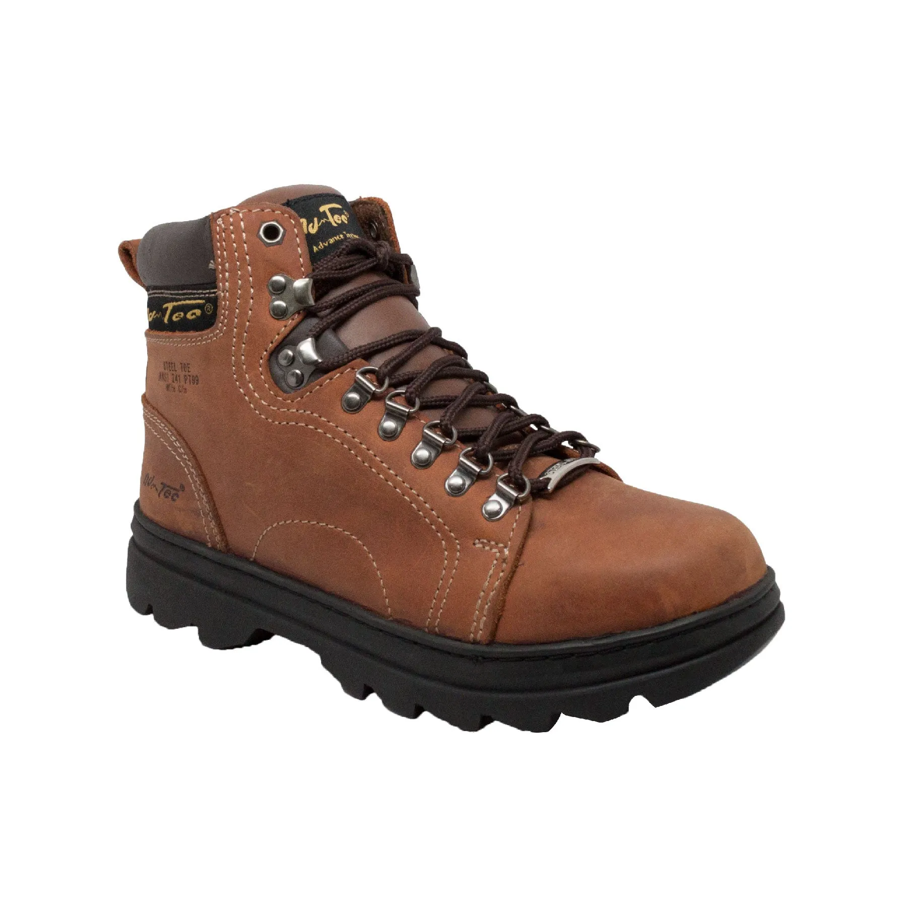 AdTec Mens 6in Steel Toe Hiker Brown Work Boots