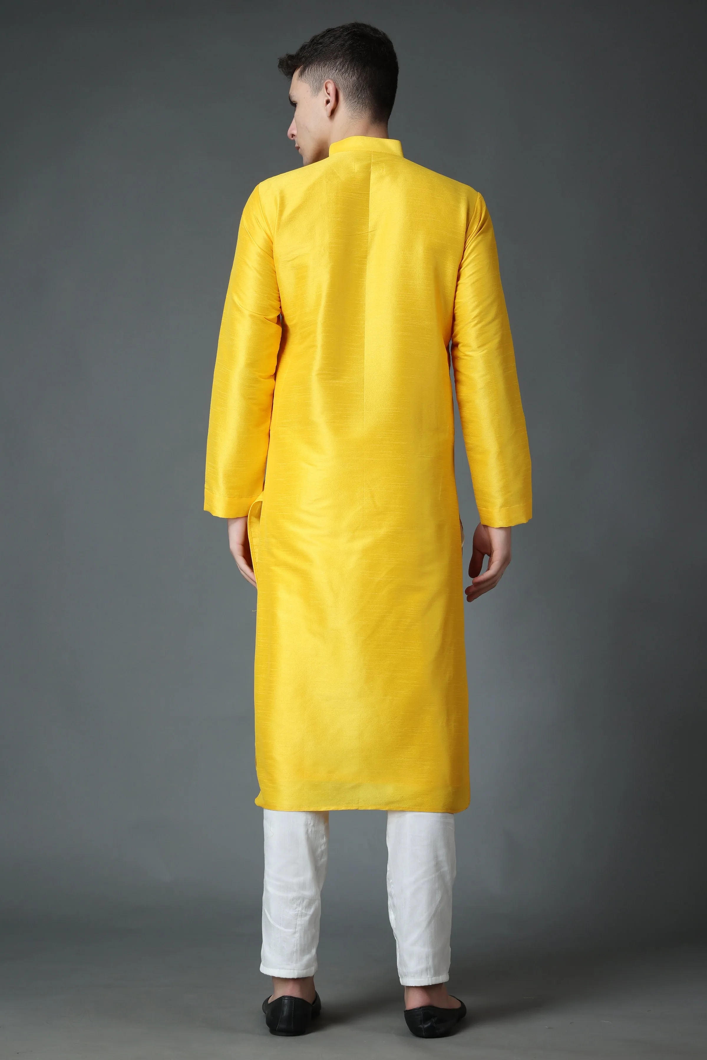 Amber Yellow Silk Kurta Pajama