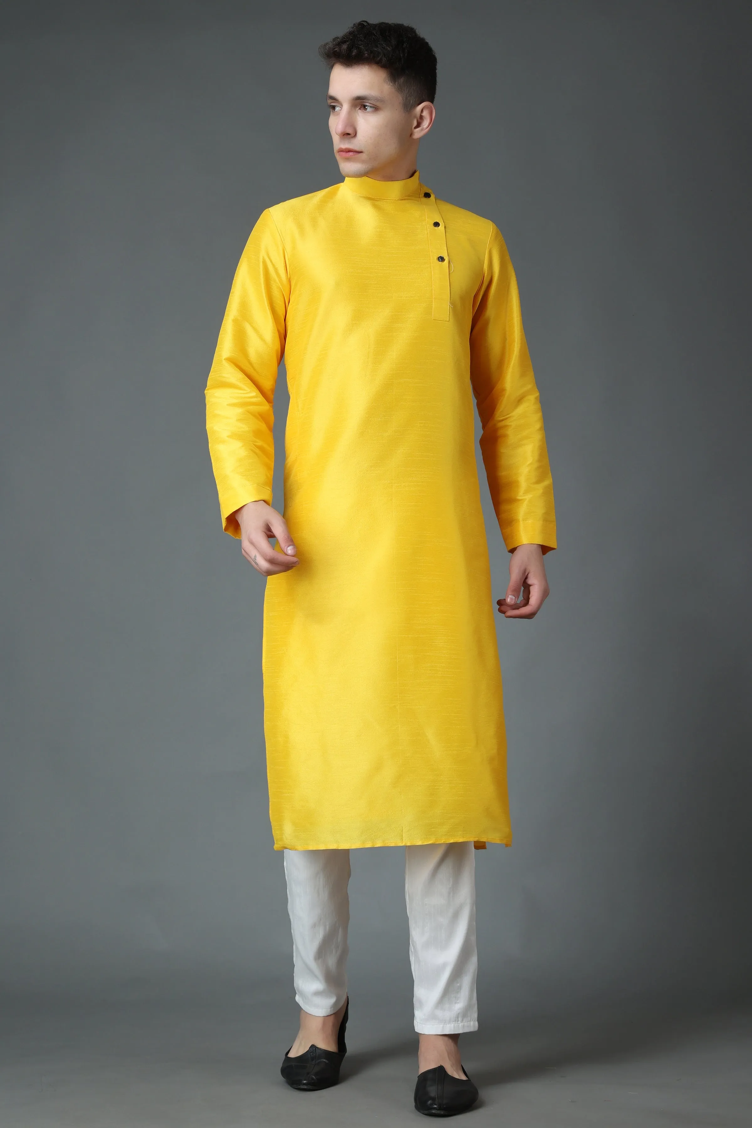 Amber Yellow Silk Kurta Pajama