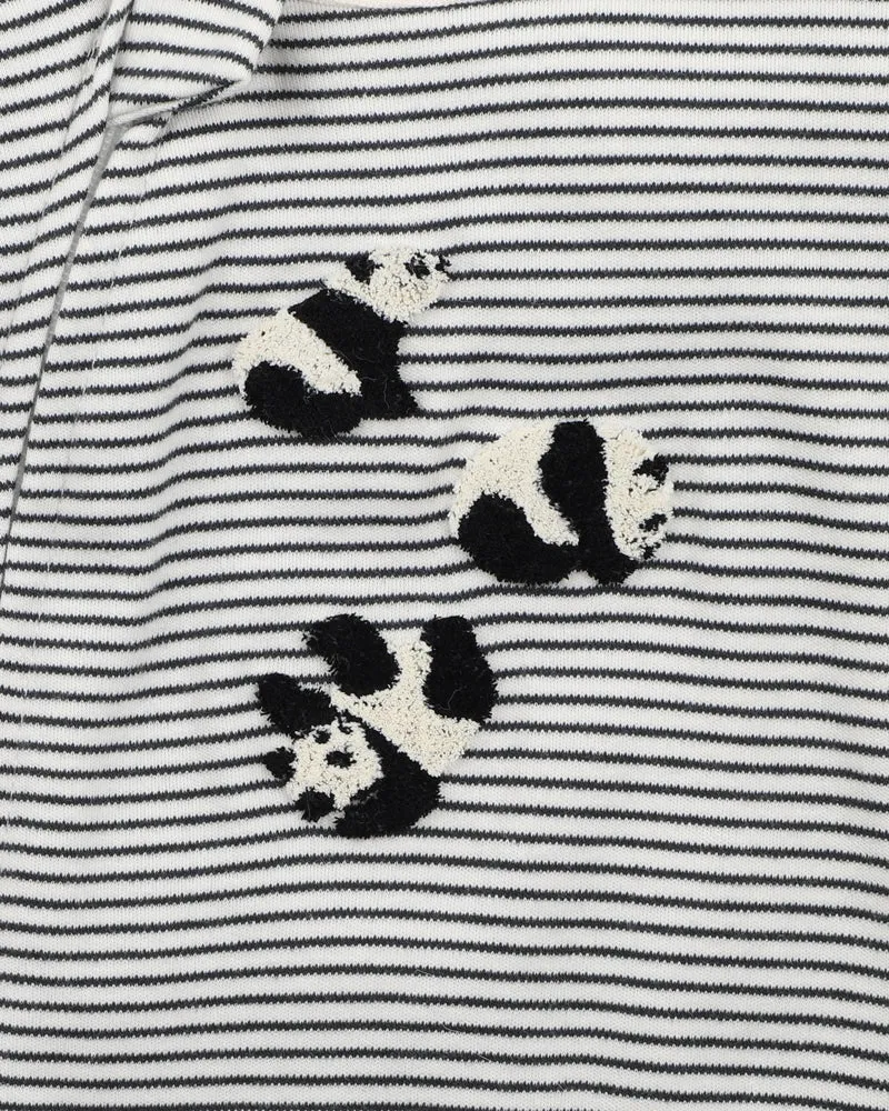 ANGUS PANDA STRIPE ZIP ONESIE