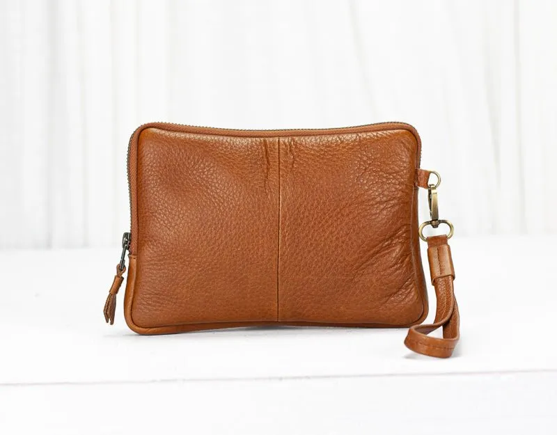 Antheia clutch wallet - Brown pebbled leather