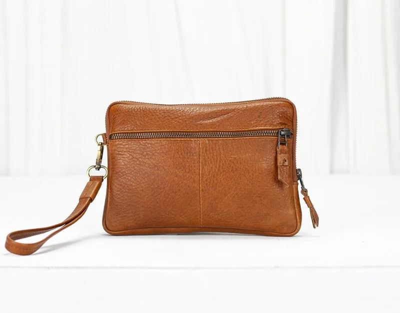 Antheia clutch wallet - Brown pebbled leather