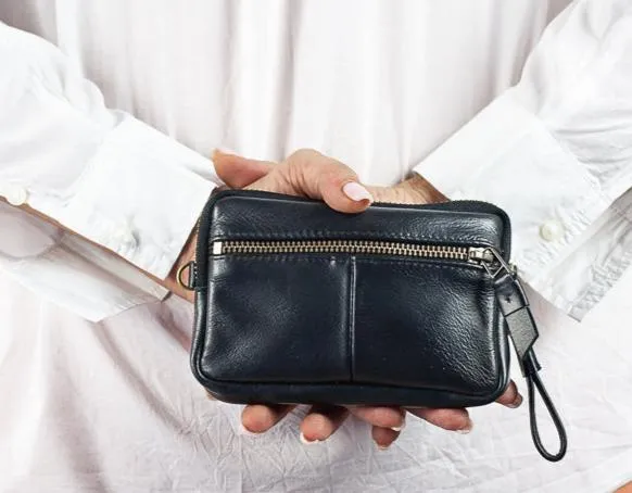 Antheia mini wallet - Black leather