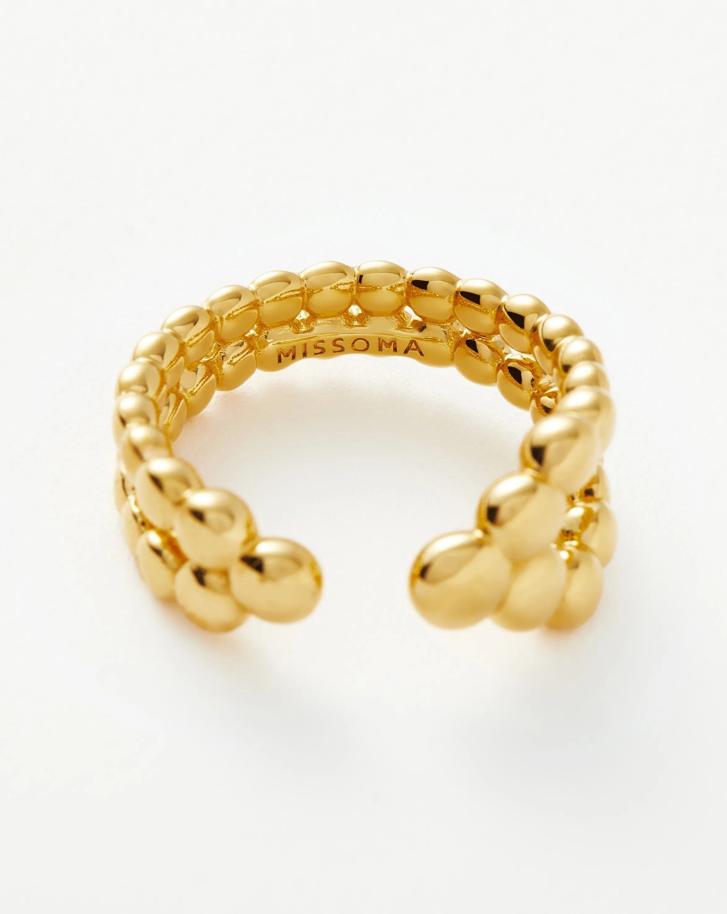 Articulated Beaded Open Ring | 18ct Gold Plated Vermeil