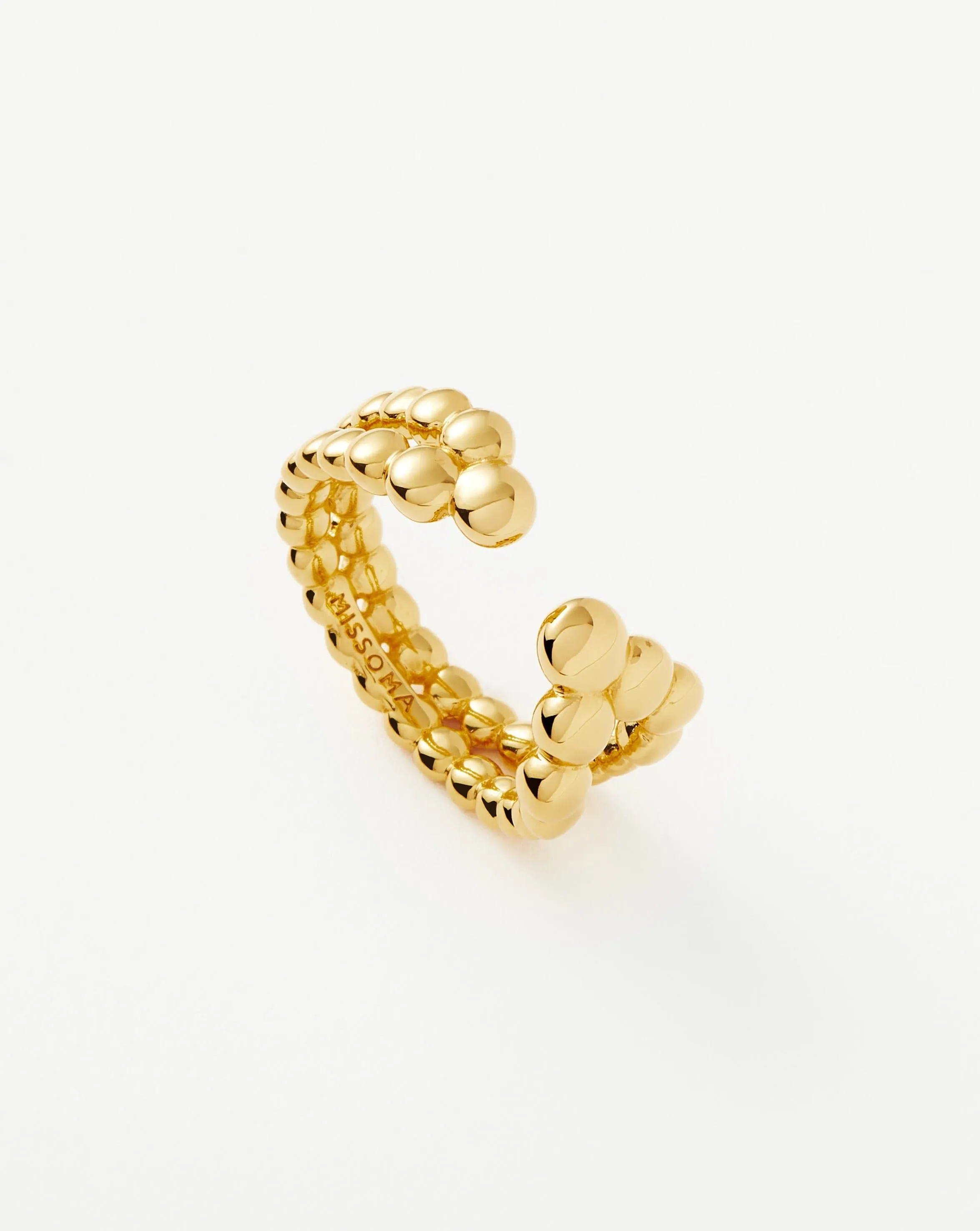 Articulated Beaded Open Ring | 18ct Gold Plated Vermeil