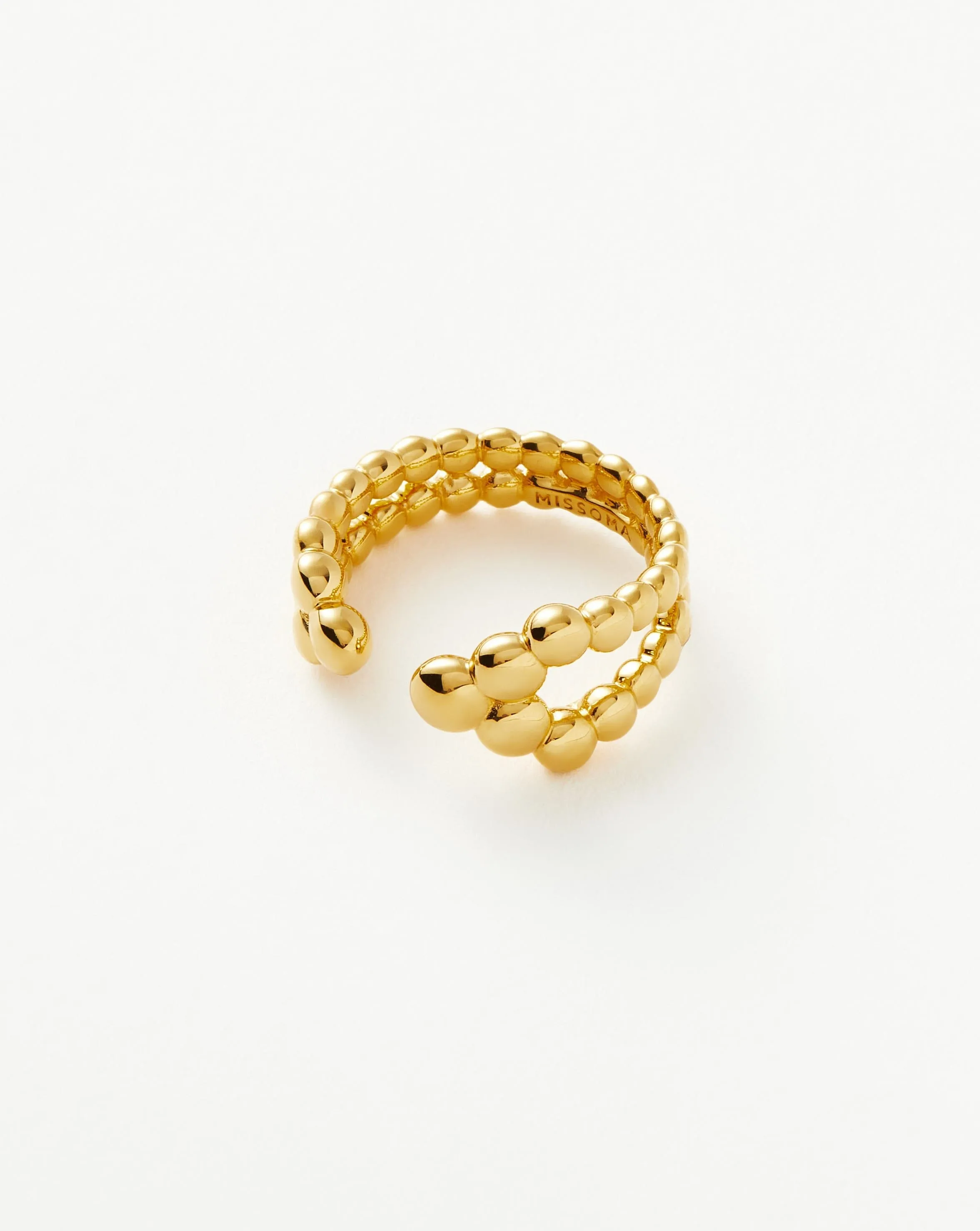 Articulated Beaded Open Ring | 18ct Gold Plated Vermeil