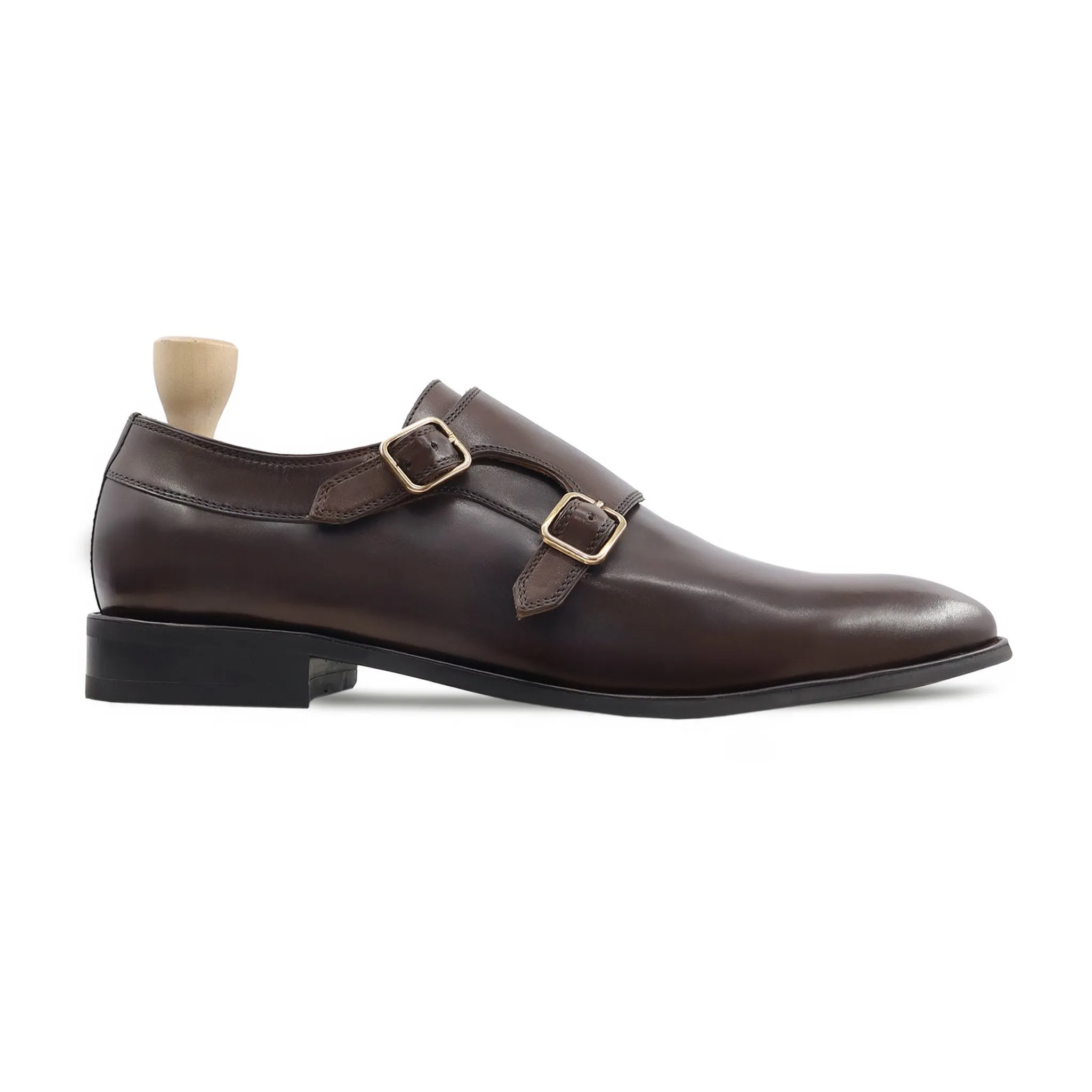 Artista - Men's Dark Brown Calf Leather Double Monkstrap