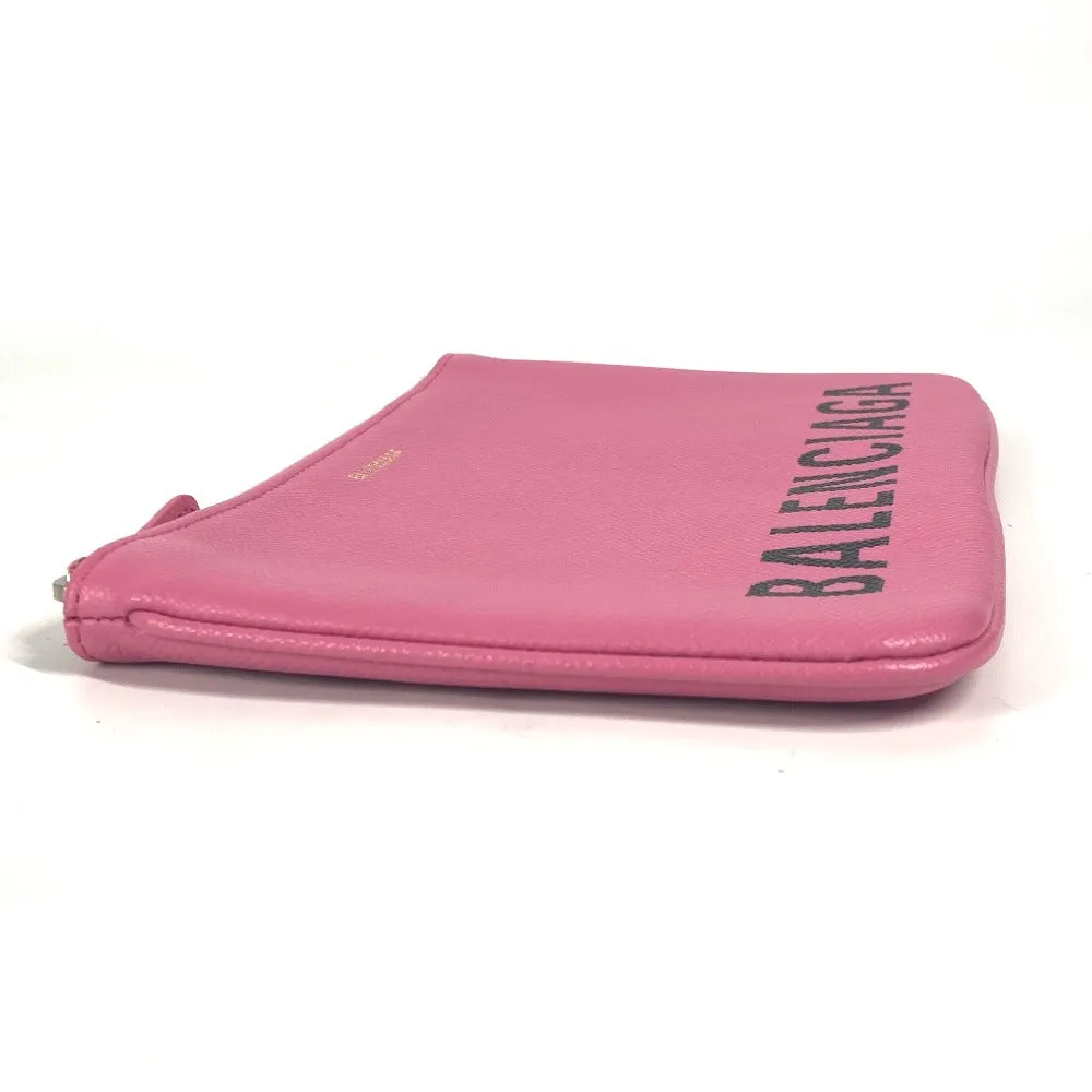 BALENCIAGA Clutch bag 545773 leather pink logo VILLE Women Used Authentic