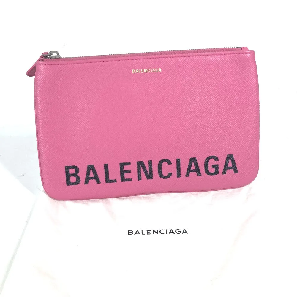 BALENCIAGA Clutch bag 545773 leather pink logo VILLE Women Used Authentic