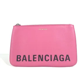 BALENCIAGA Clutch bag 545773 leather pink logo VILLE Women Used Authentic