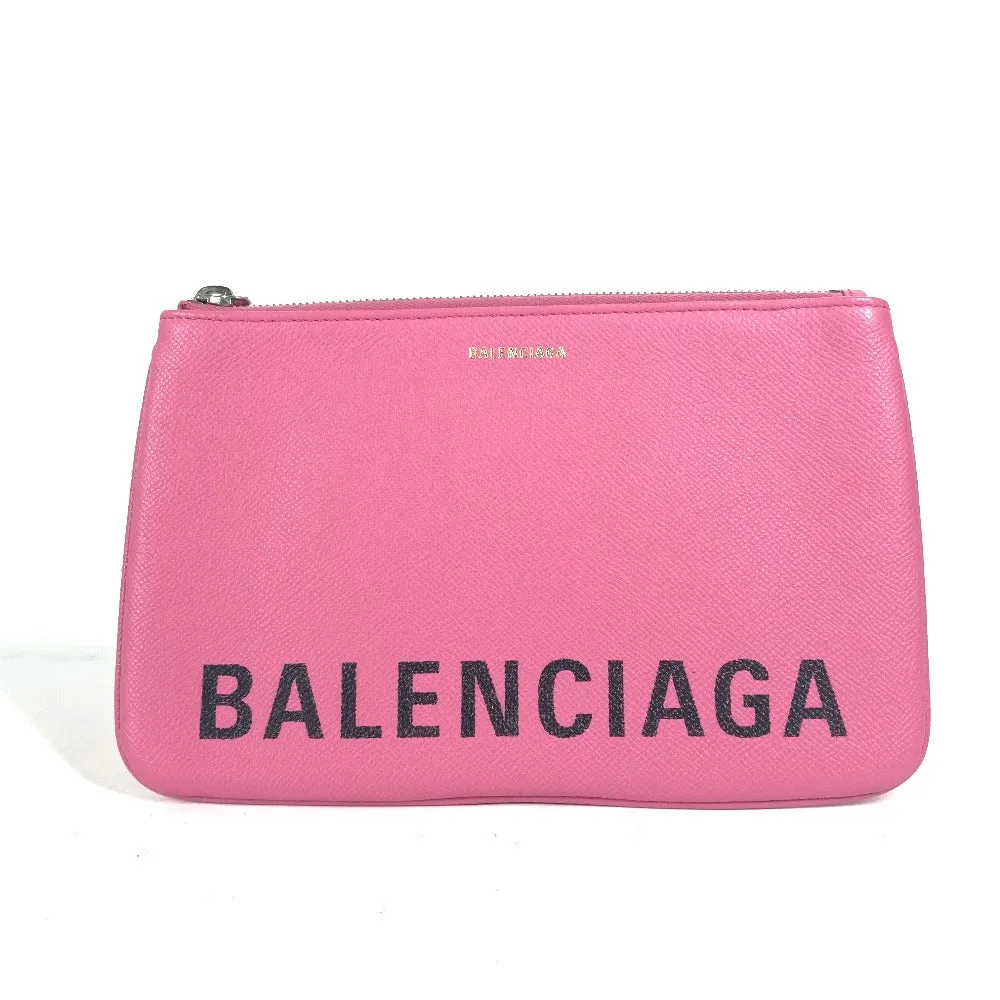 BALENCIAGA Clutch bag 545773 leather pink logo VILLE Women Used Authentic