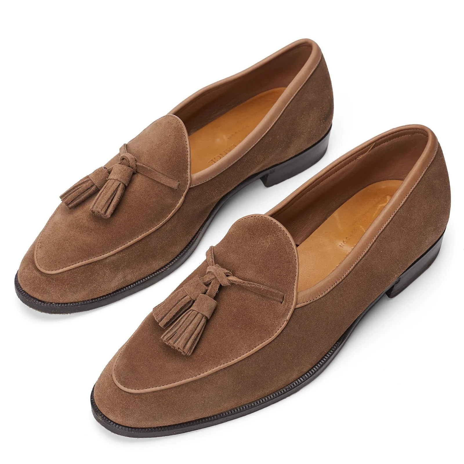 BAUDOIN & LANGE Sagan Tan Asteria Suede Leather Classic Tassel Loafers EU 40 US 7