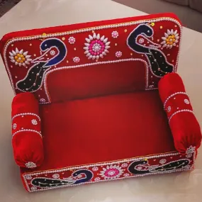 Beautiful Decorated Velvet Red Peacock Designer Singasan for Laddu Gopal -BRIJ001VSS