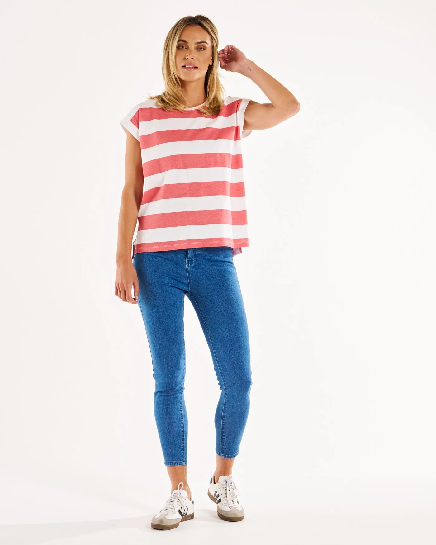 Betty Basics Michaela Top - Dusty Rose Stripe