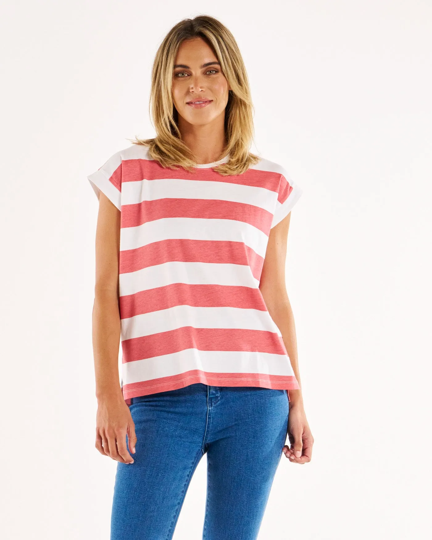 Betty Basics Michaela Top - Dusty Rose Stripe